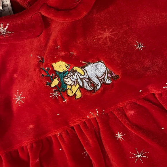 SOLDDisney Store Winnie the Pooh Eeyore Christmas Tree Velour Dress Baby 6 Mnths - Picture 4 of 7
